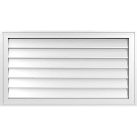 Ekena Millwork Vertical Surface Mount PVC Gable Vnt: Non-Functional, w/2"W x 1-1/2"H, Brickmould Frame, 36"W x 20"H GVPVE36X2002SN